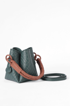 Tulip Mini Bucket Bag, Green & Brandy
