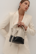 Tulip Oxford Bag, Black & Off-White