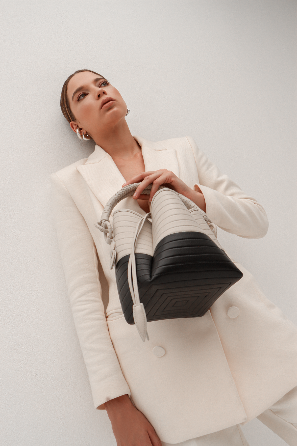 Tulip Oxford Bag, Black & Off-White