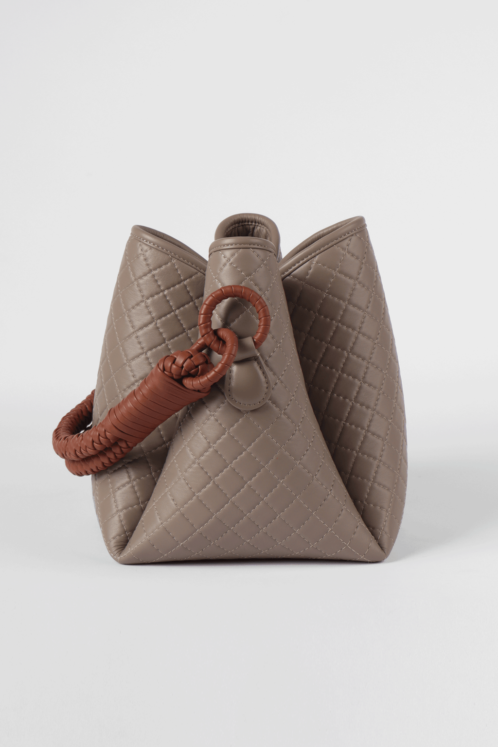 Tulip Bucket Bag, Taupe & Brandy