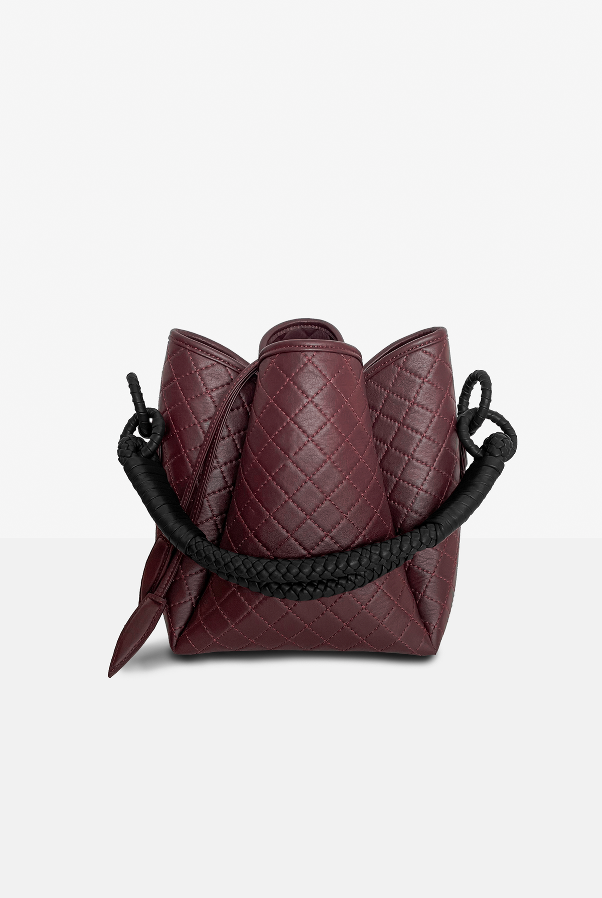 Tulip Bucket Bag, Burgundy  & Black