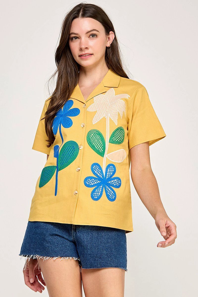 Blusa Pastel Desing Mangas Cortas Estampada Encaje Para Damas by Pastel Desing
