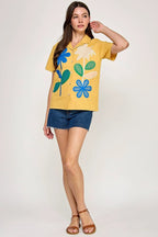 Blusa Pastel Desing Mangas Cortas Estampada Encaje Para Damas by Pastel Desing