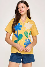 Blusa Pastel Desing Mangas Cortas Estampada Encaje Para Damas by Pastel Desing