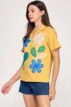 Blusa Pastel Desing Mangas Cortas Estampada Encaje Para Damas by Pastel Desing