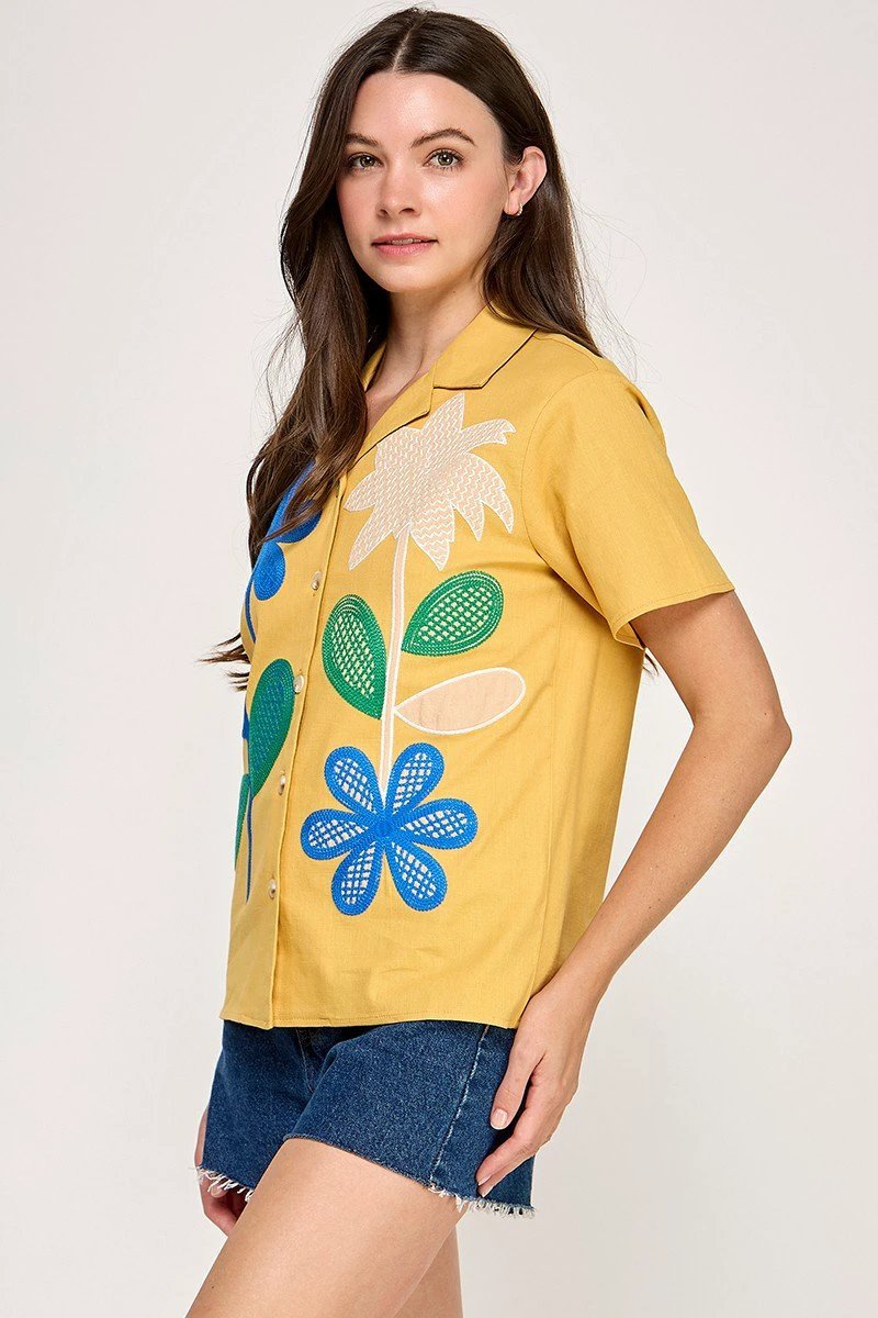 Blusa Pastel Desing Mangas Cortas Estampada Encaje Para Damas by Pastel Desing