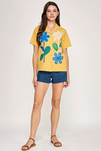 Blusa Pastel Desing Mangas Cortas Estampada Encaje Para Damas by Pastel Desing