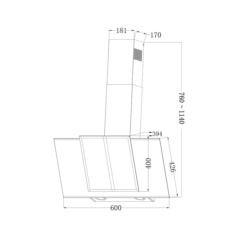 Extractor de Grasa DRIJA LED Vidrio Templado Negro TRIANGOLO 60