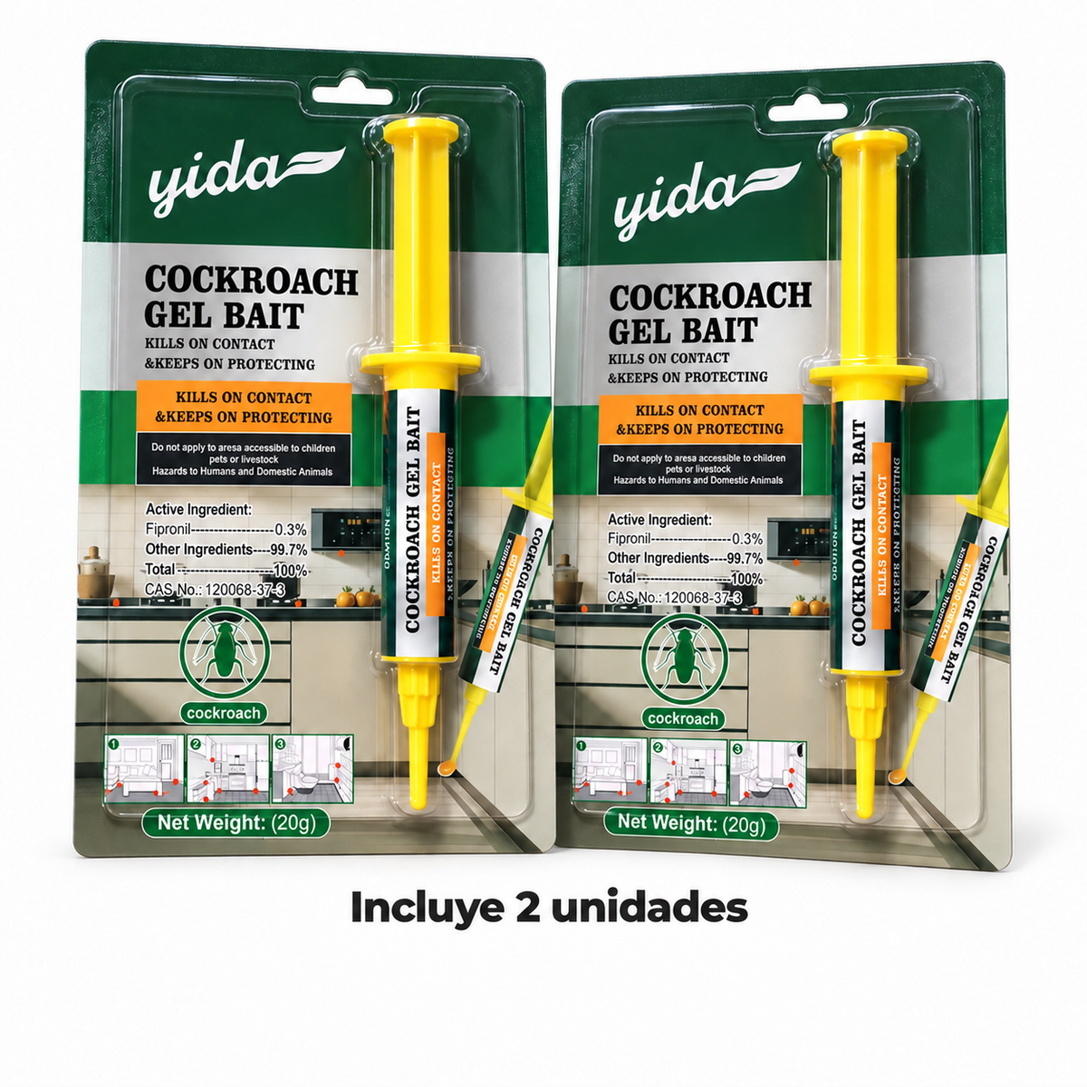 Gel Insecticida Yida Para Eliminar Cucarachas 20g – Pack De 2 Unidades