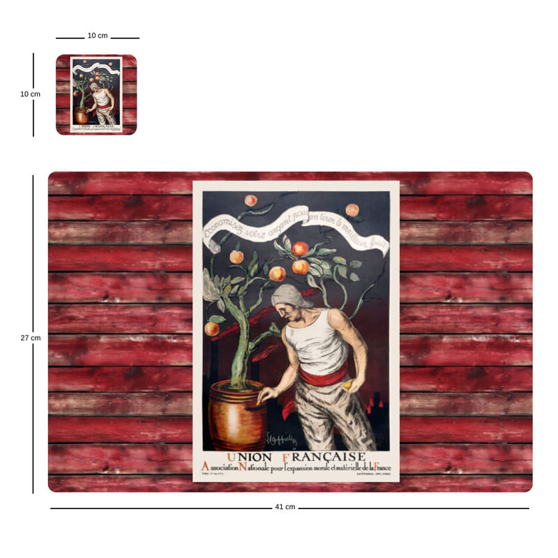 Individuales Reversibles set de 6 rectangular 41*27 cm + 6 Portavasos Union