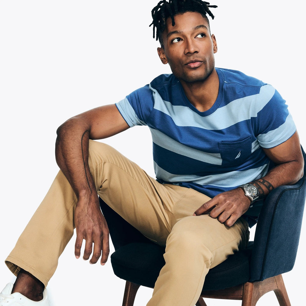 Camiseta Nautica Mangas Cortas Rayas Con Bolsillos Para Caballeros by Nautica