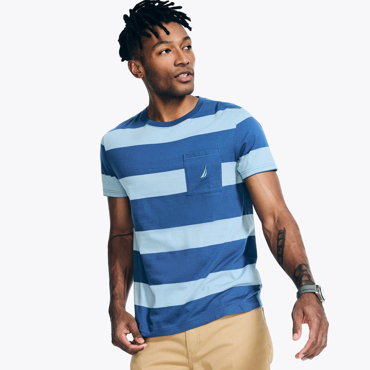 Camiseta Nautica Mangas Cortas Rayas Con Bolsillos Para Caballeros by Nautica