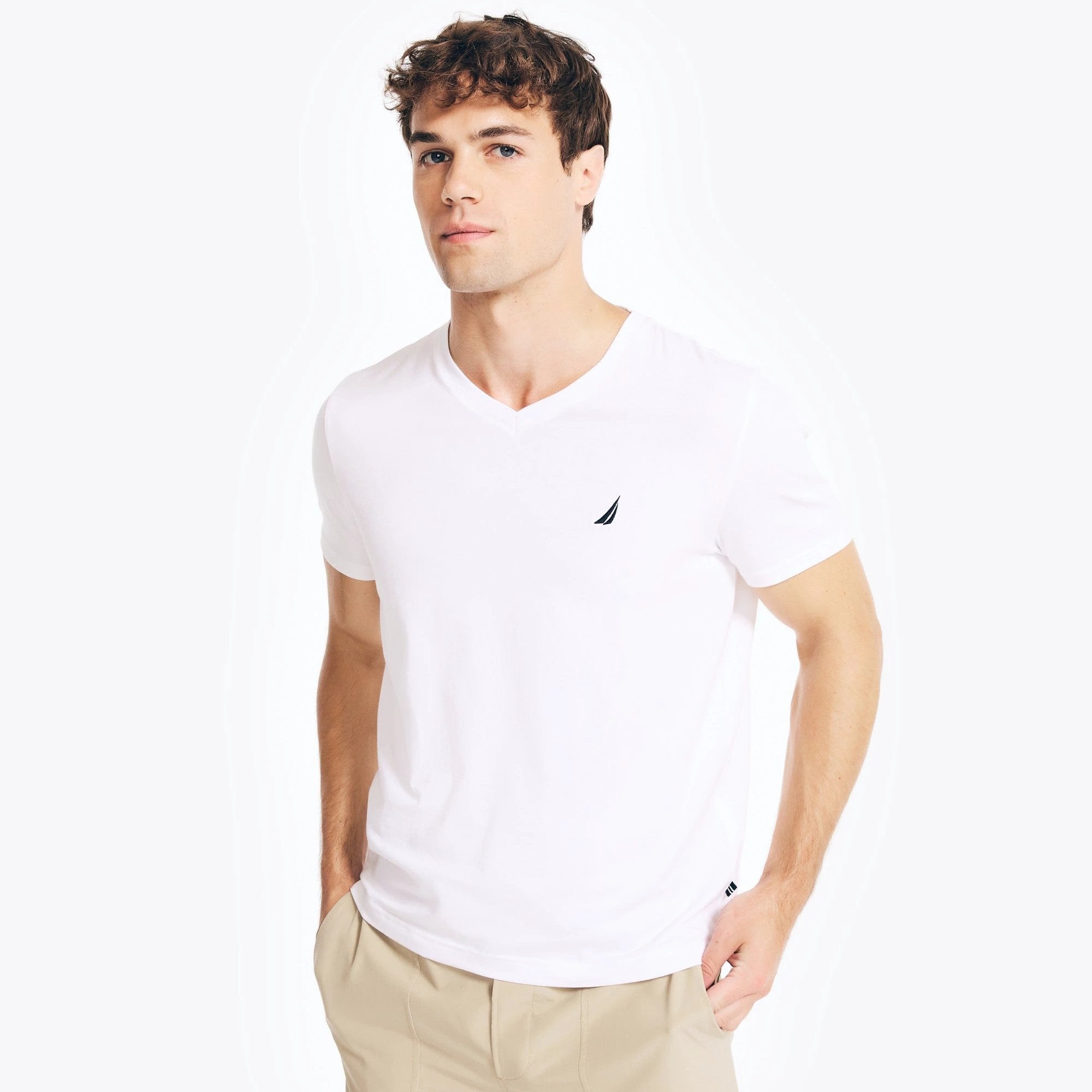 Camiseta Nautica Mangas Cortas Lisa P/ Caballeros V71008-1BW by Nautica