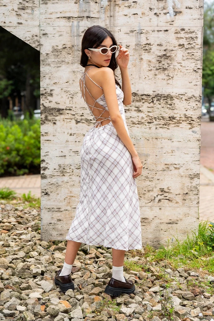 VESTIDO MIDI CUADROS R-C 8333.