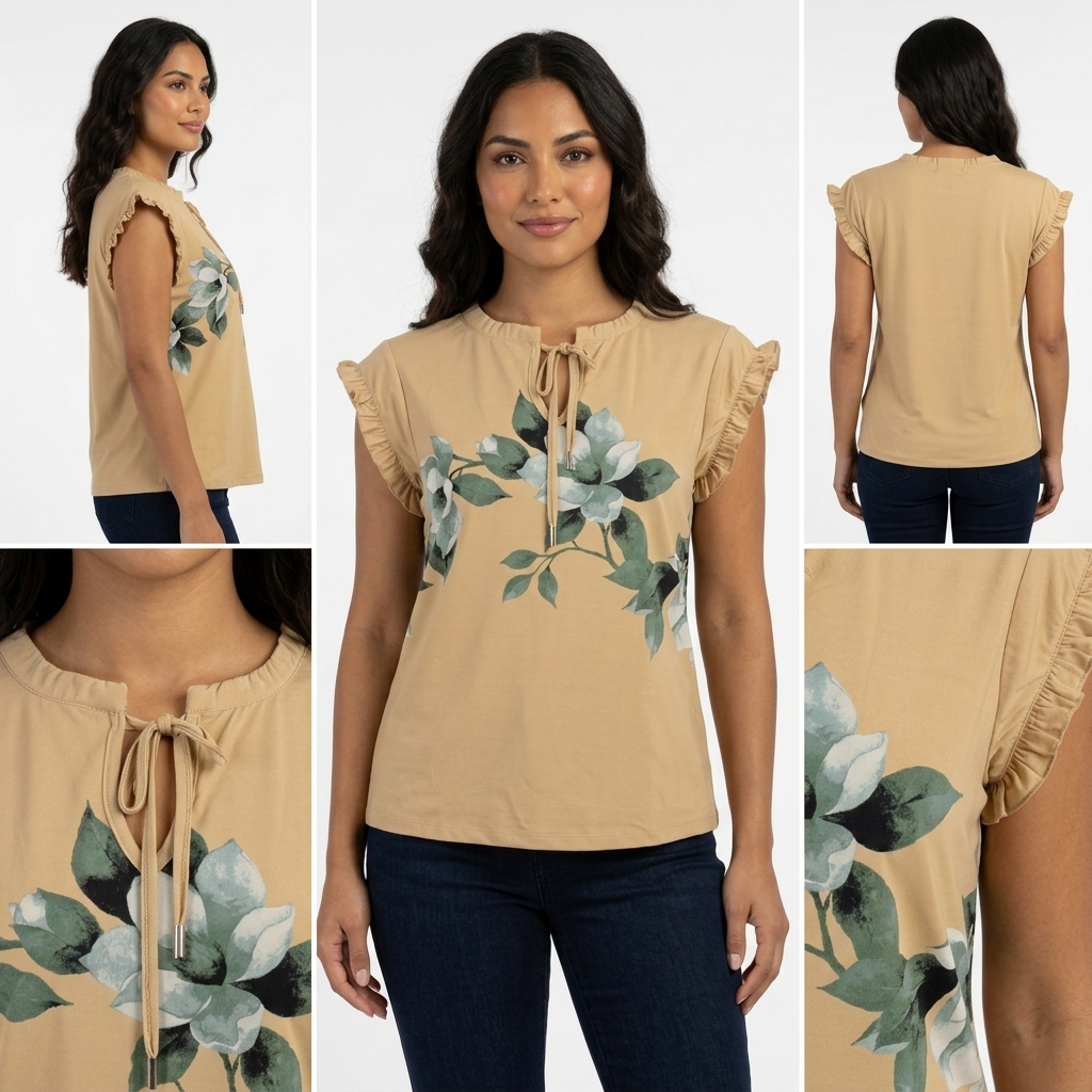 Blusa Adrienne Vittadini Mangas Cortas Estampado para Damas – vista 2