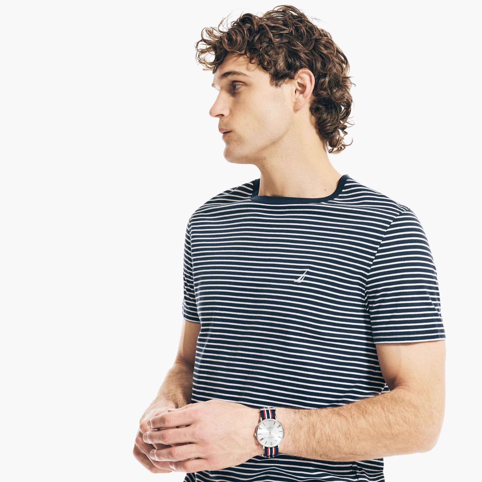 Camiseta Nautica Mangas Cortas Rayas P/ Caballeros VR0100-4NV by Nautica