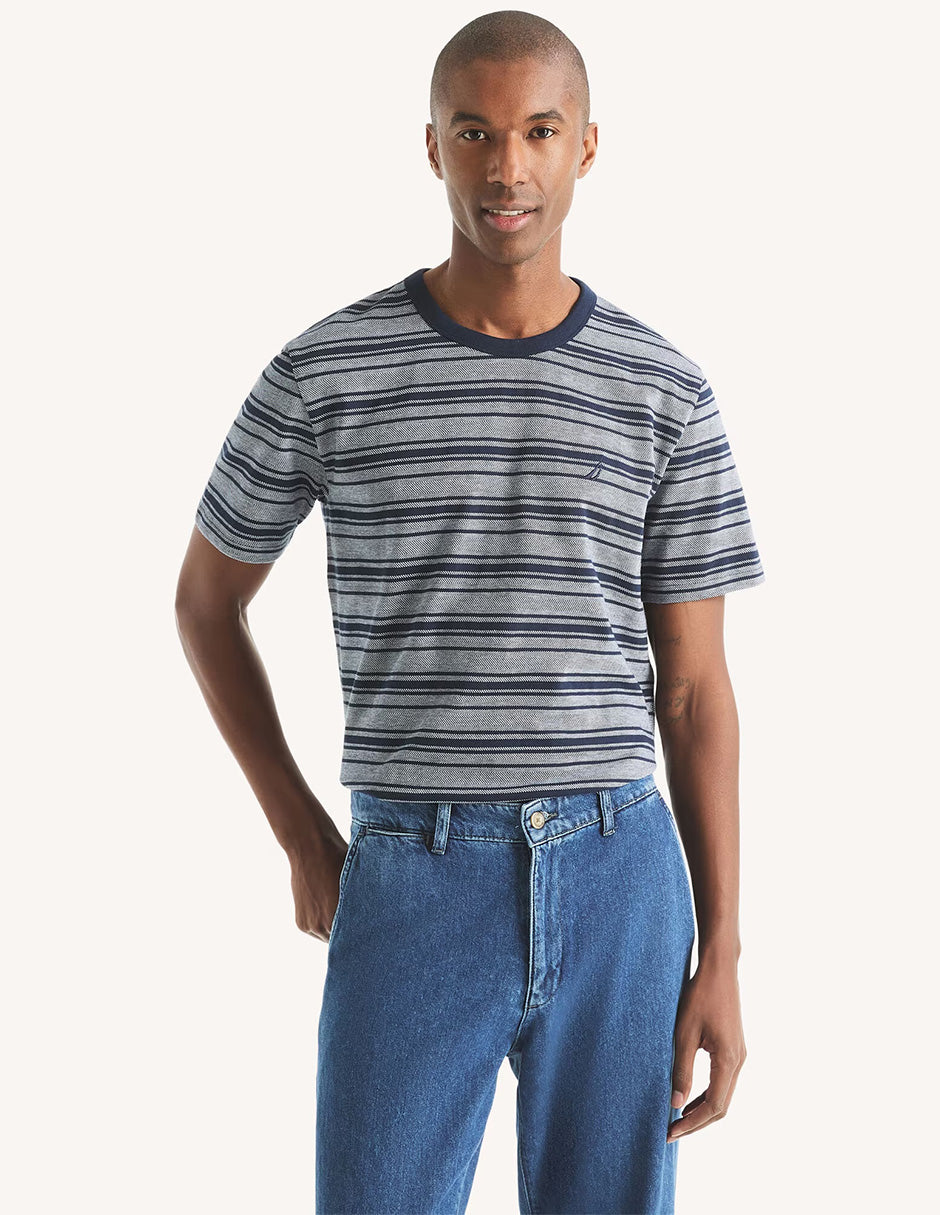 Camiseta Nautica Mangas Cortas Rayas para Caballeros