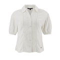 Blusa Adrienne Vittadini Mangas Cortas Lisa Encaje para Damas – GARDENIA