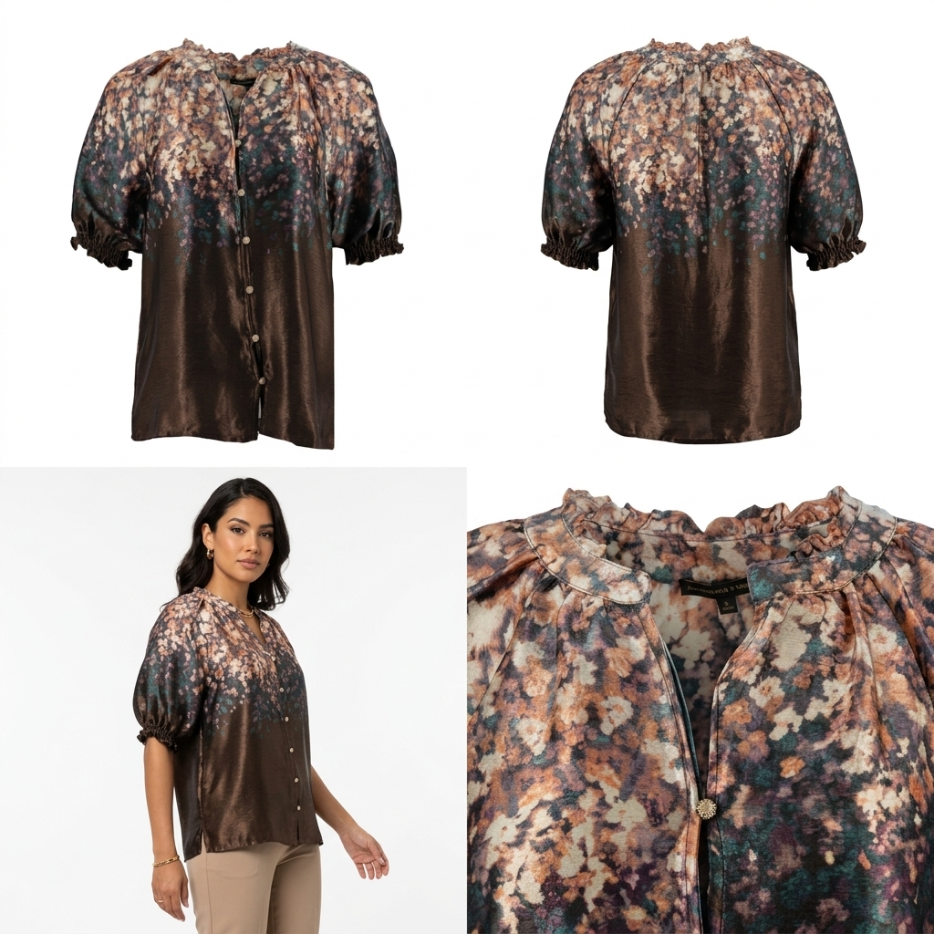 Blusa Adrienne Vittadini Mangas Cortas Estampado para Damas – vista 2