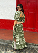rich green maxi dress semi-fitted silhouette