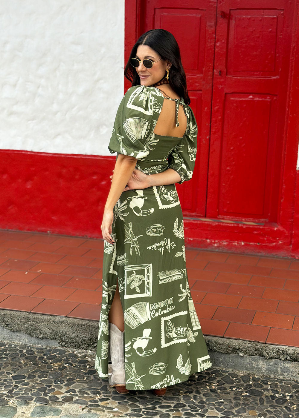rich green maxi dress semi-fitted silhouette