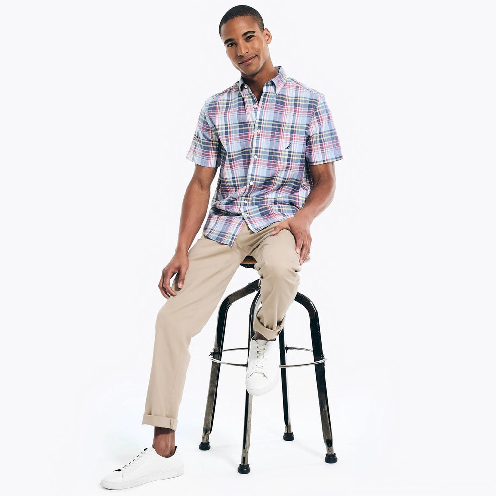 Camisa Nautica Mangas Cortas Cuadros P/ Caballeros W36101 by Nautica