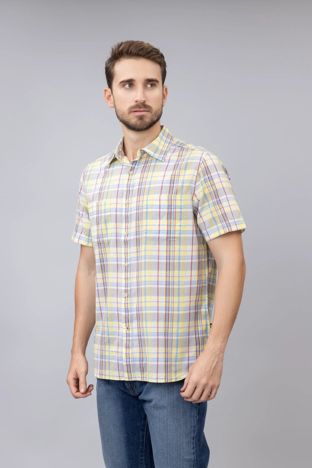 Camisa Nautica Mangas Cortas Cuadros P/ Caballeros W36112 by Nautica