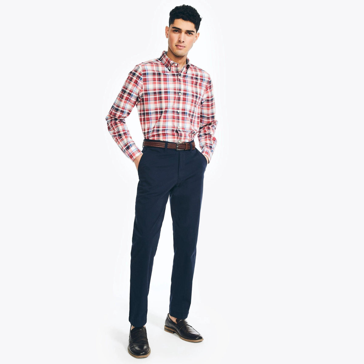 Camisa Nautica Mangas Largas Cuadros P/ Caballeros W36200-6GT by Nautica