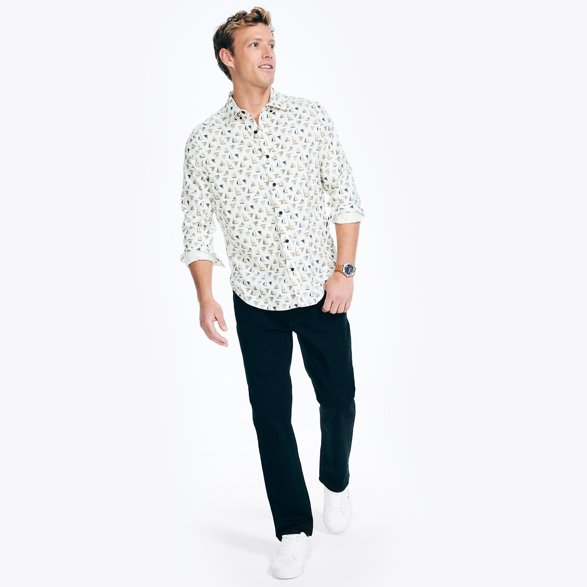 Camisa Nautica Mangas Largas Estampado para Caballeros