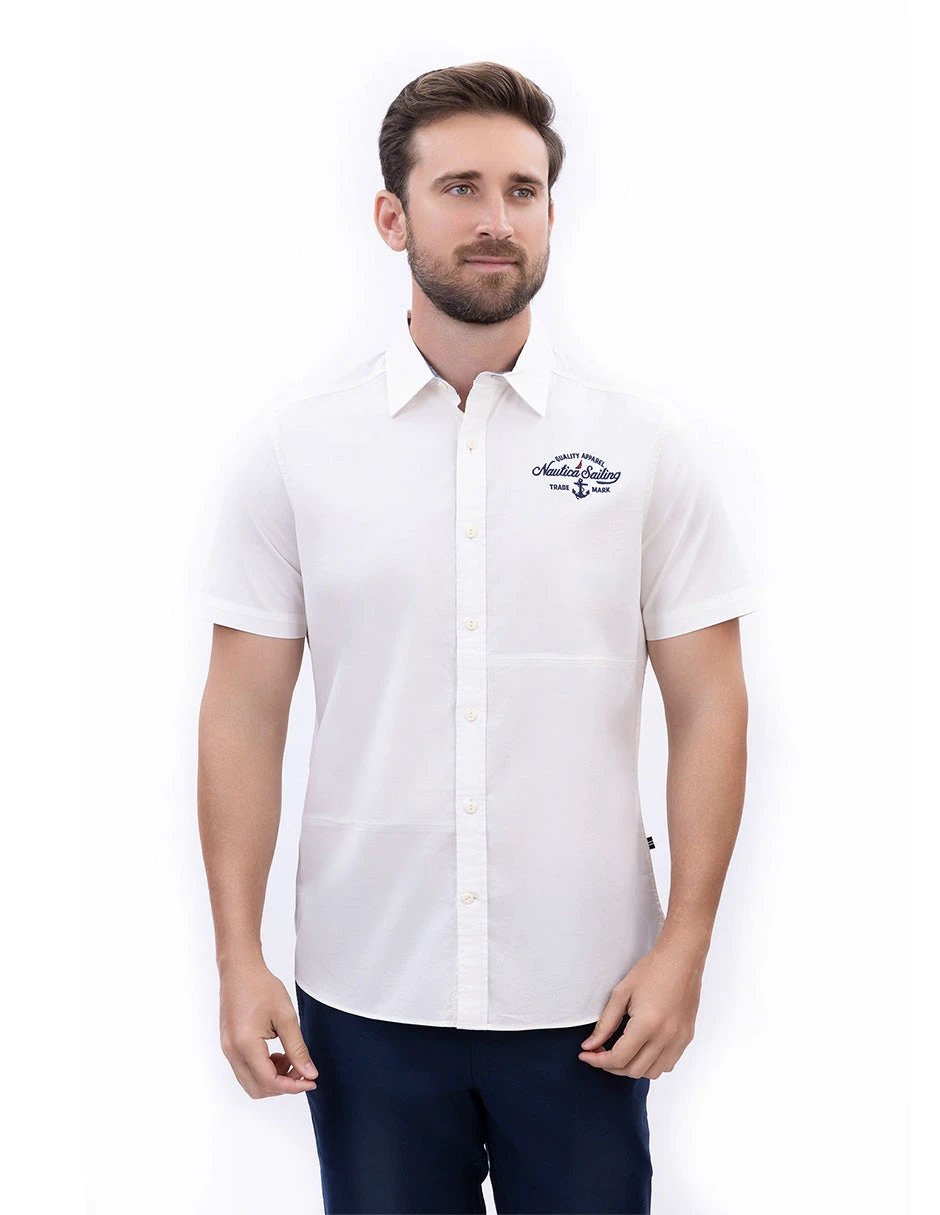 Camisa Nautica Mangas Cortas Lisa Para Caballeros by Nautica
