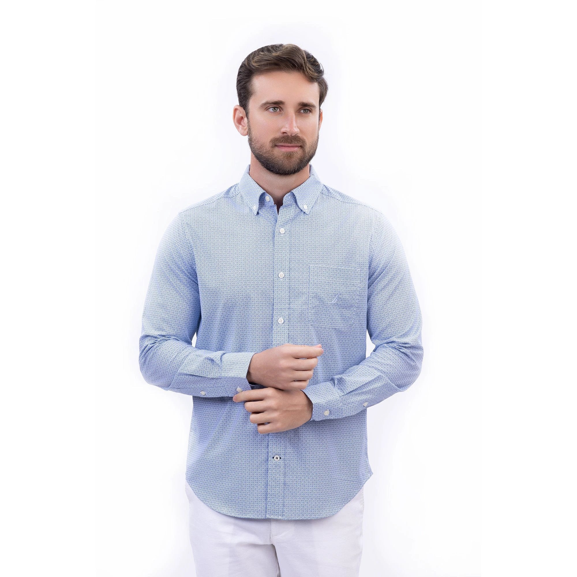 Camisa Nautica Mangas Largas Estampada Para Caballeros by Nautica