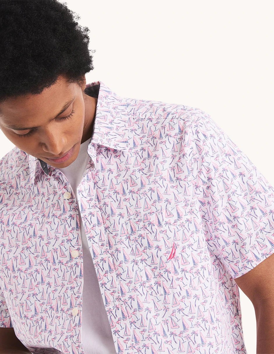 Camisa Nautica Mangas Cortas Estampada Para Caballeros by Nautica