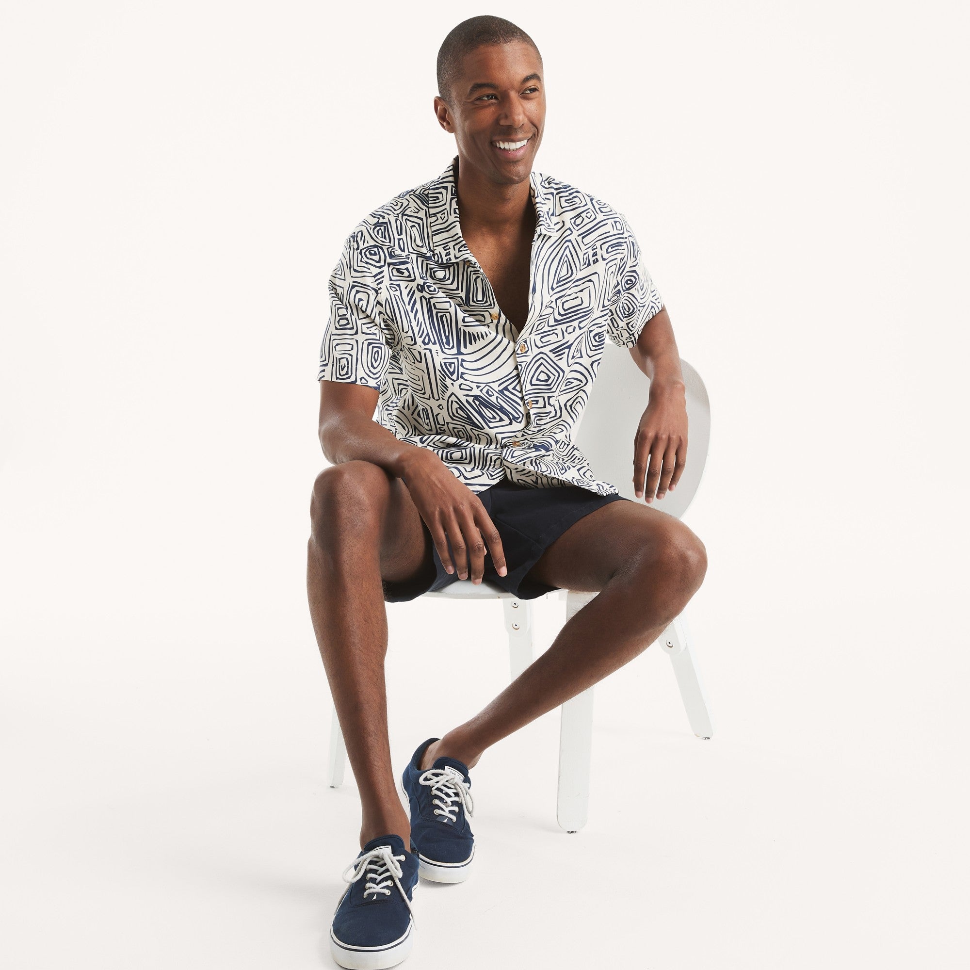 Camisa Nautica Mangas Cortas Estampado para Caballeros