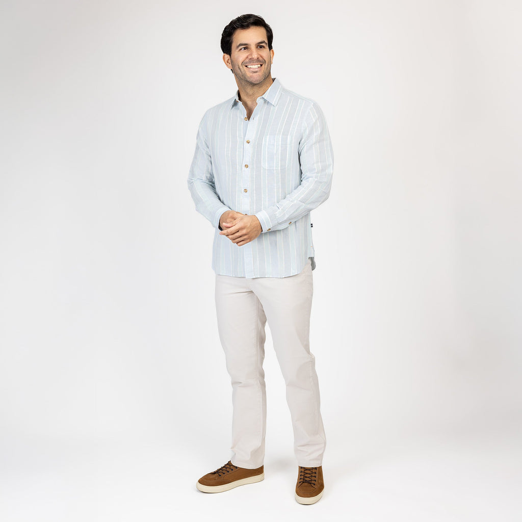 Camisa Nautica Mangas Largas Rayas para Caballeros
