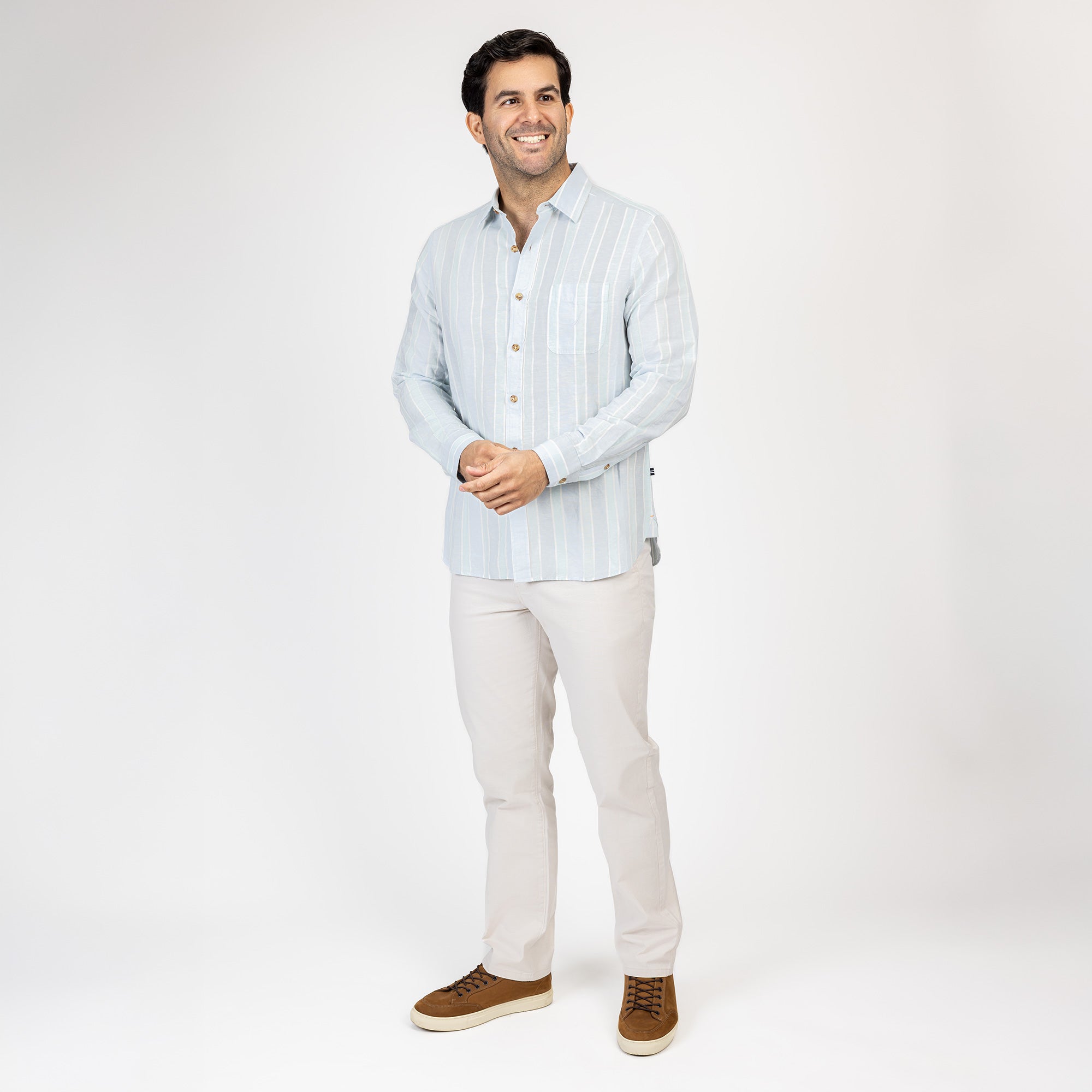 Camisa Nautica Mangas Largas Rayas para Caballeros
