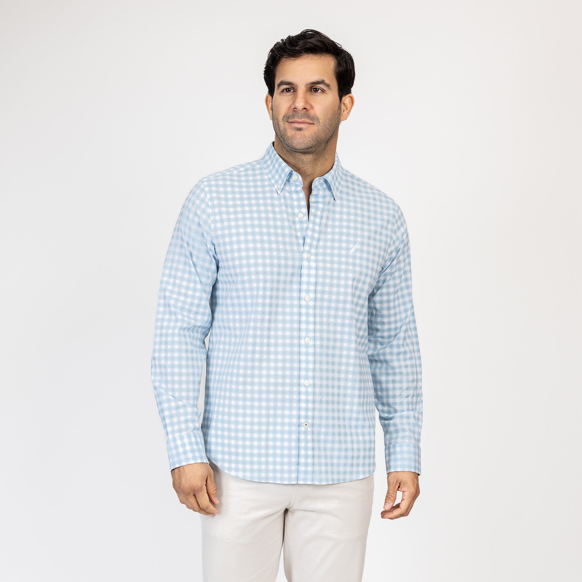 Camisa Nautica Mangas Largas Cuadros para Caballeros