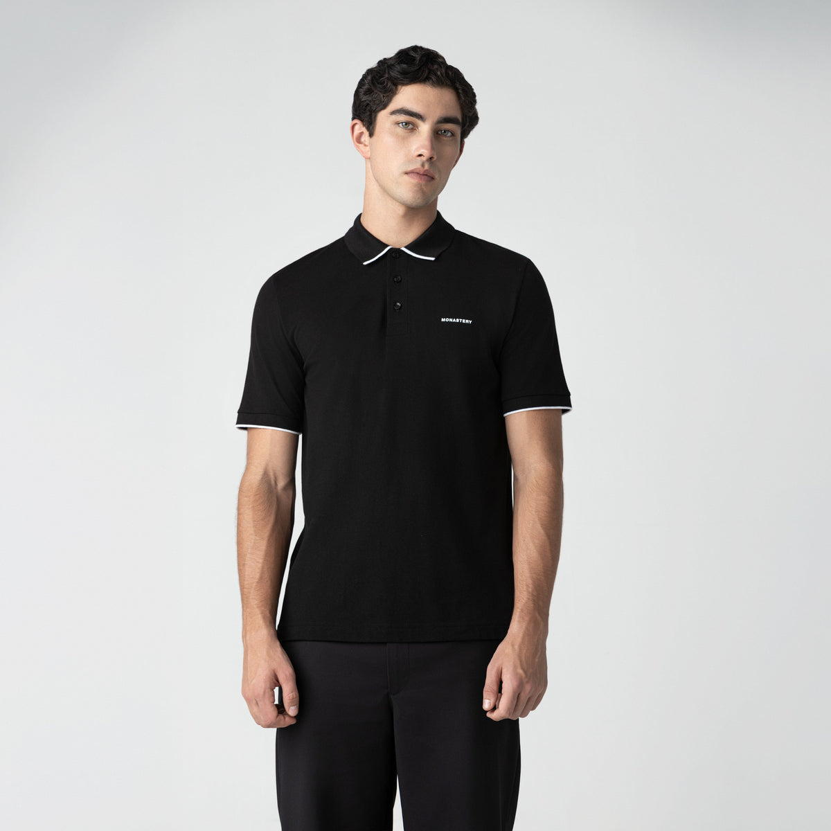 Polo men, color/material negro, marca Monastery – vista 3