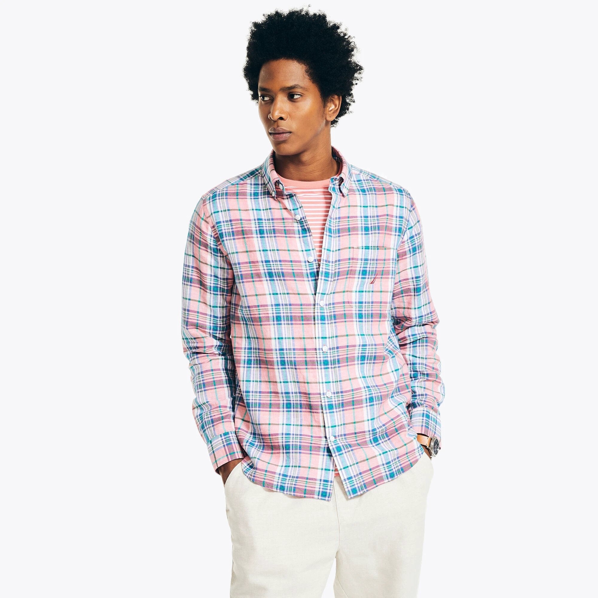 Camisa Nautica Mangas Largas Cuadros Para Caballeros by Nautica