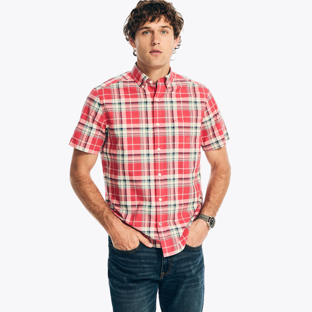 Camisa Nautica Mangas Cortas Cuadros para Caballeros
