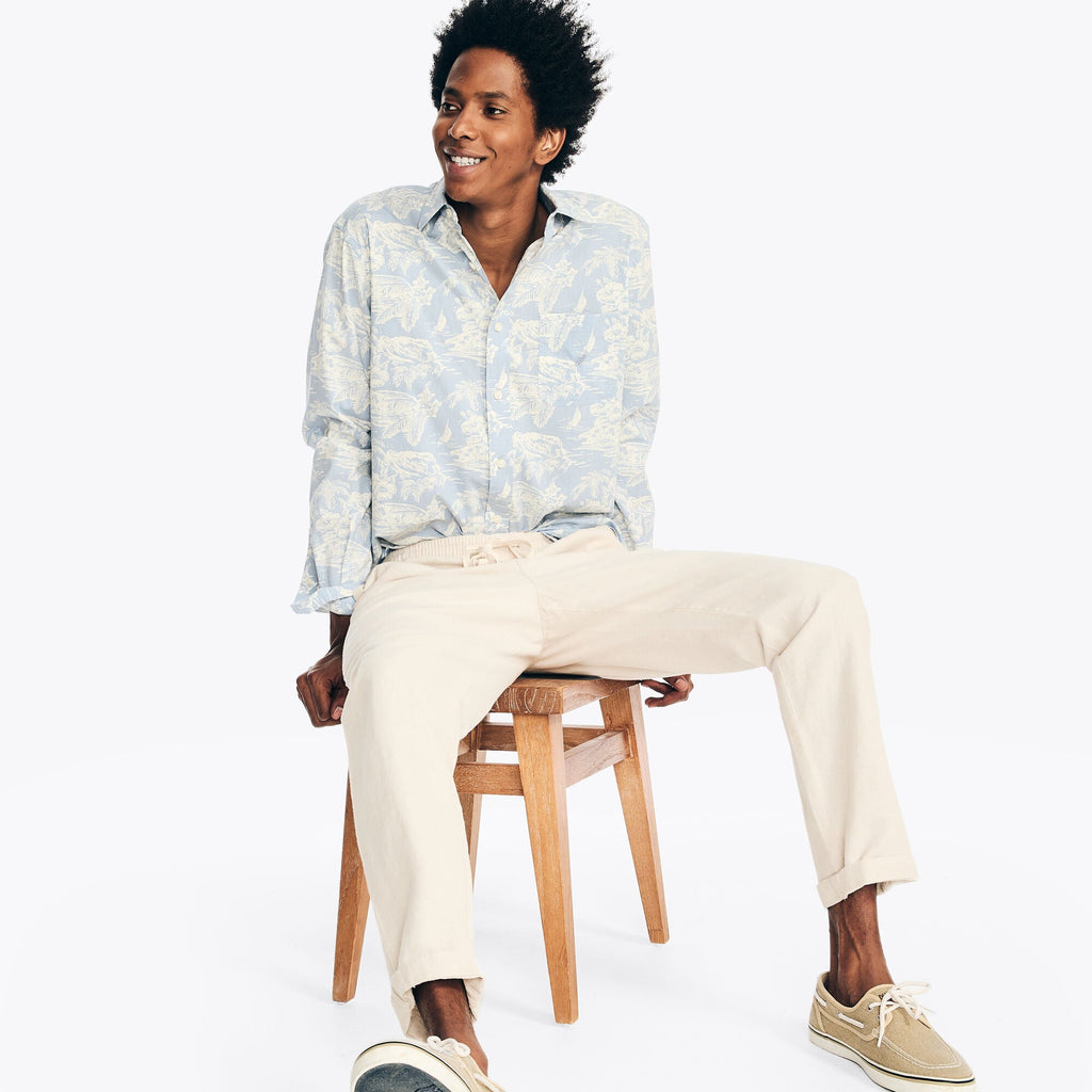 Camisa Nautica Mangas Largas Estampado para Caballeros