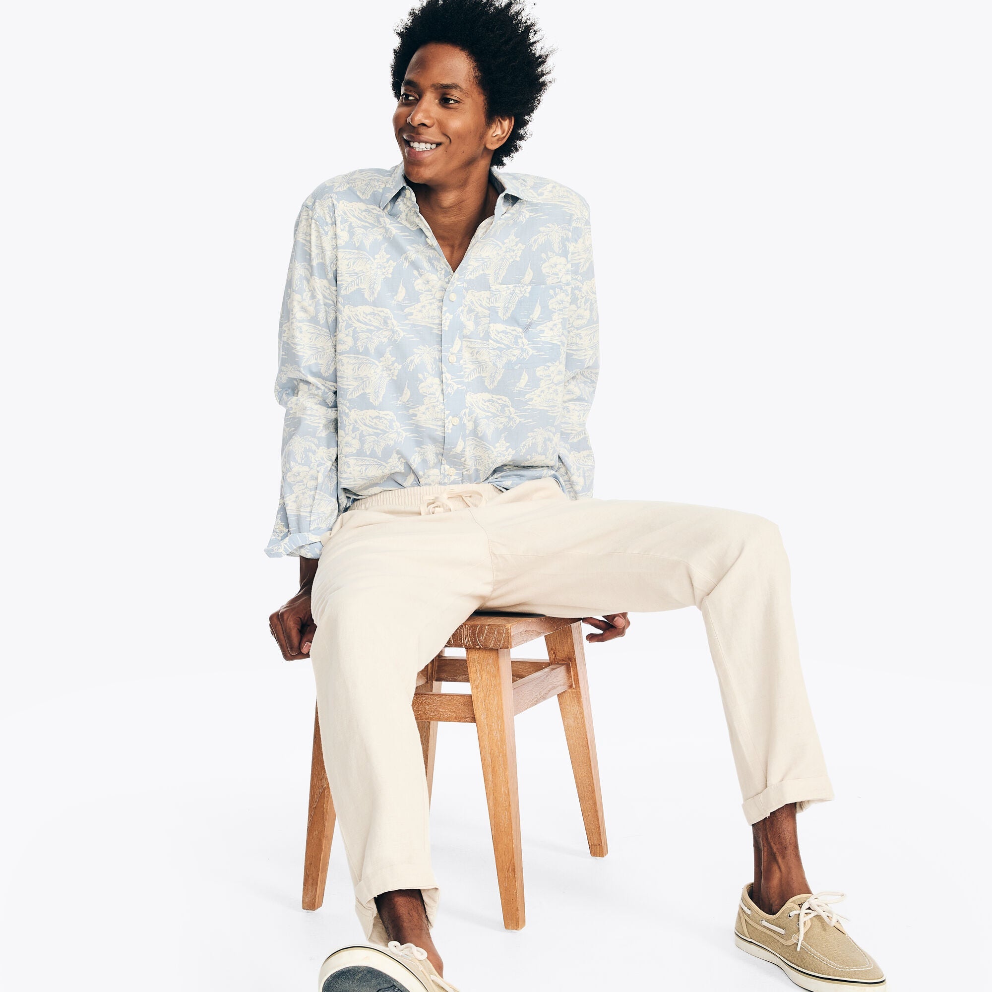 Camisa Nautica Mangas Largas Estampado para Caballeros