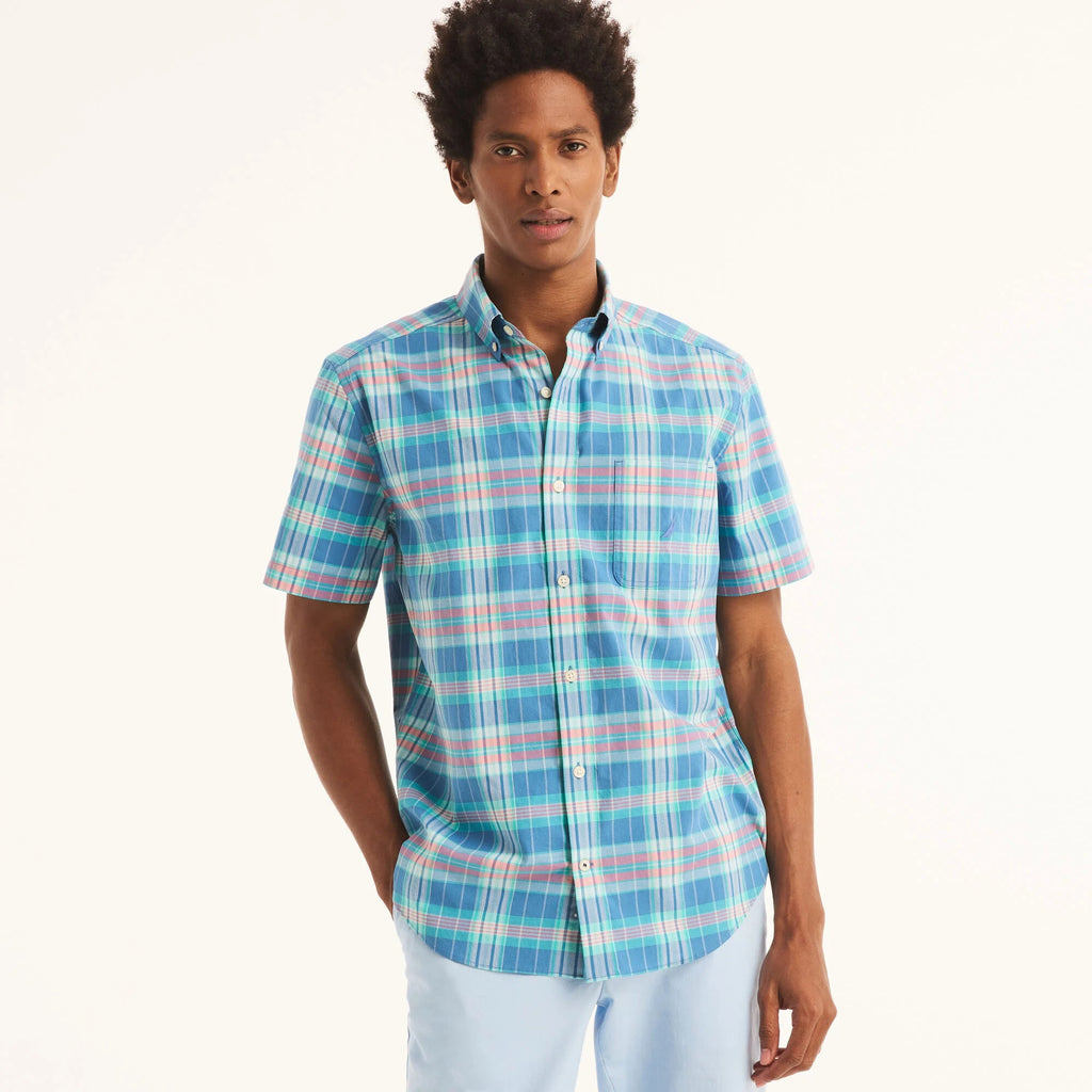Camisa Nautica Mangas Cortas Cuadros para Caballeros