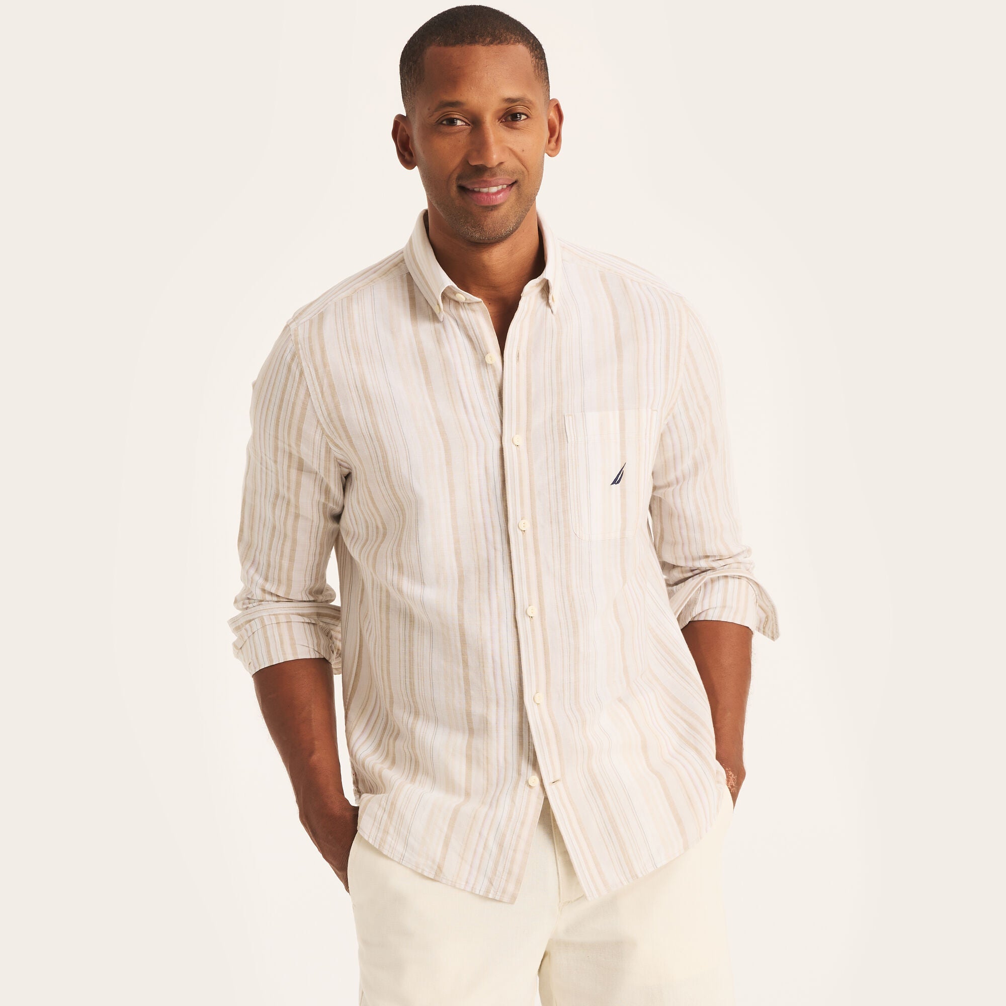 Camisa Nautica Mangas Largas Rayas para Caballeros