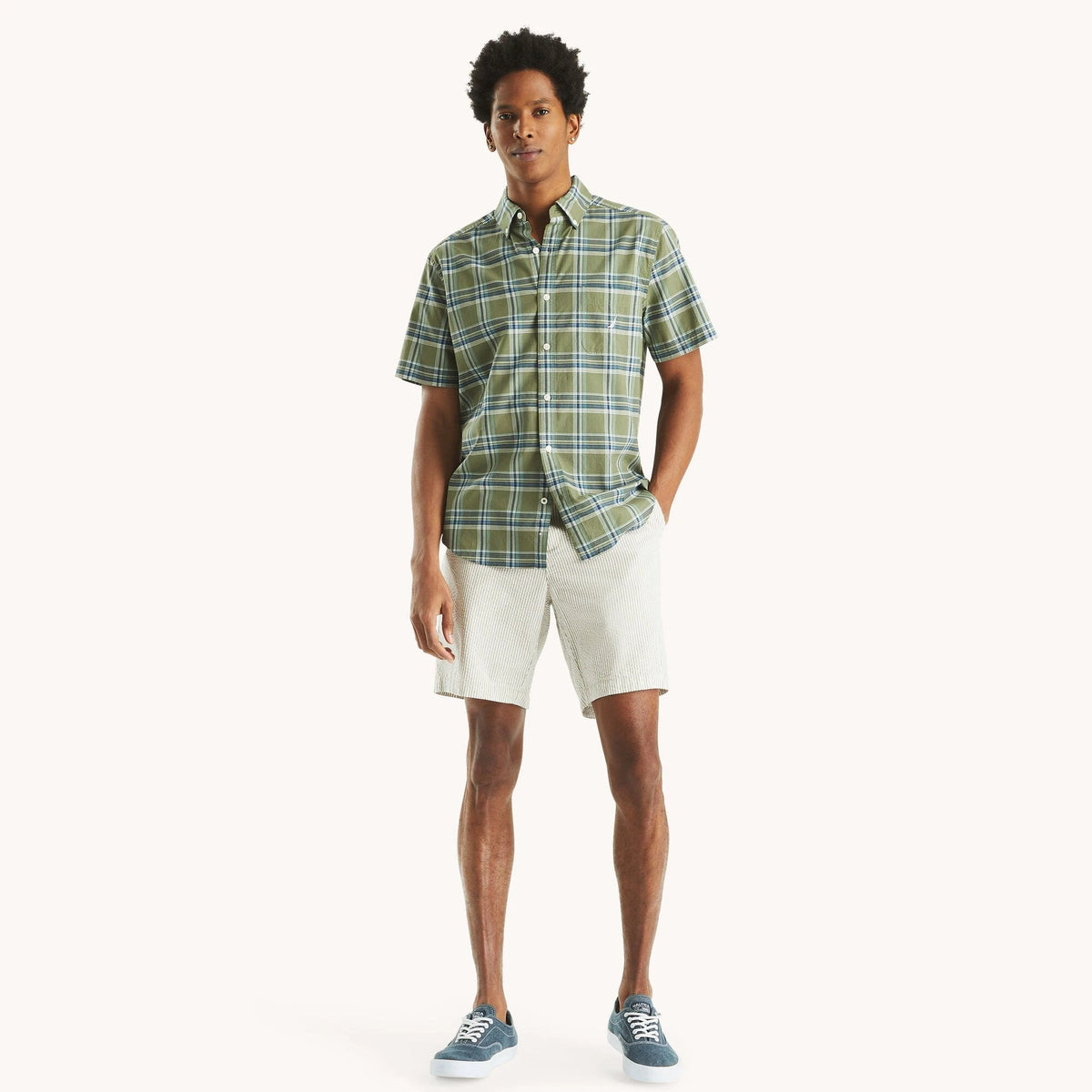 Camisa Nautica Mangas Cortas Cuadros Para Caballeros by Nautica