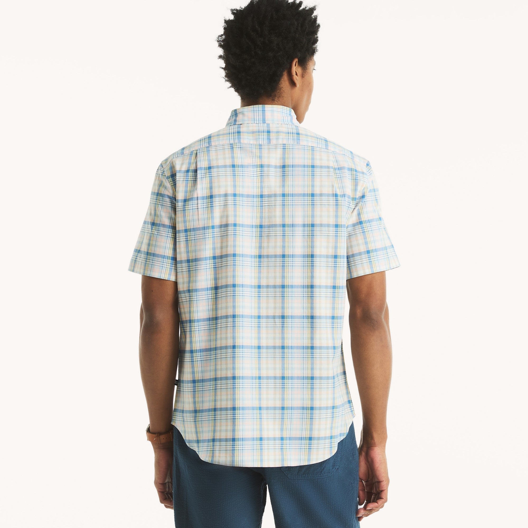 Camisa Nautica Mangas Cortas Cuadros para Caballeros