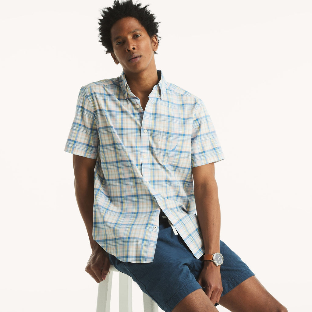 Camisa Nautica Mangas Cortas Cuadros para Caballeros