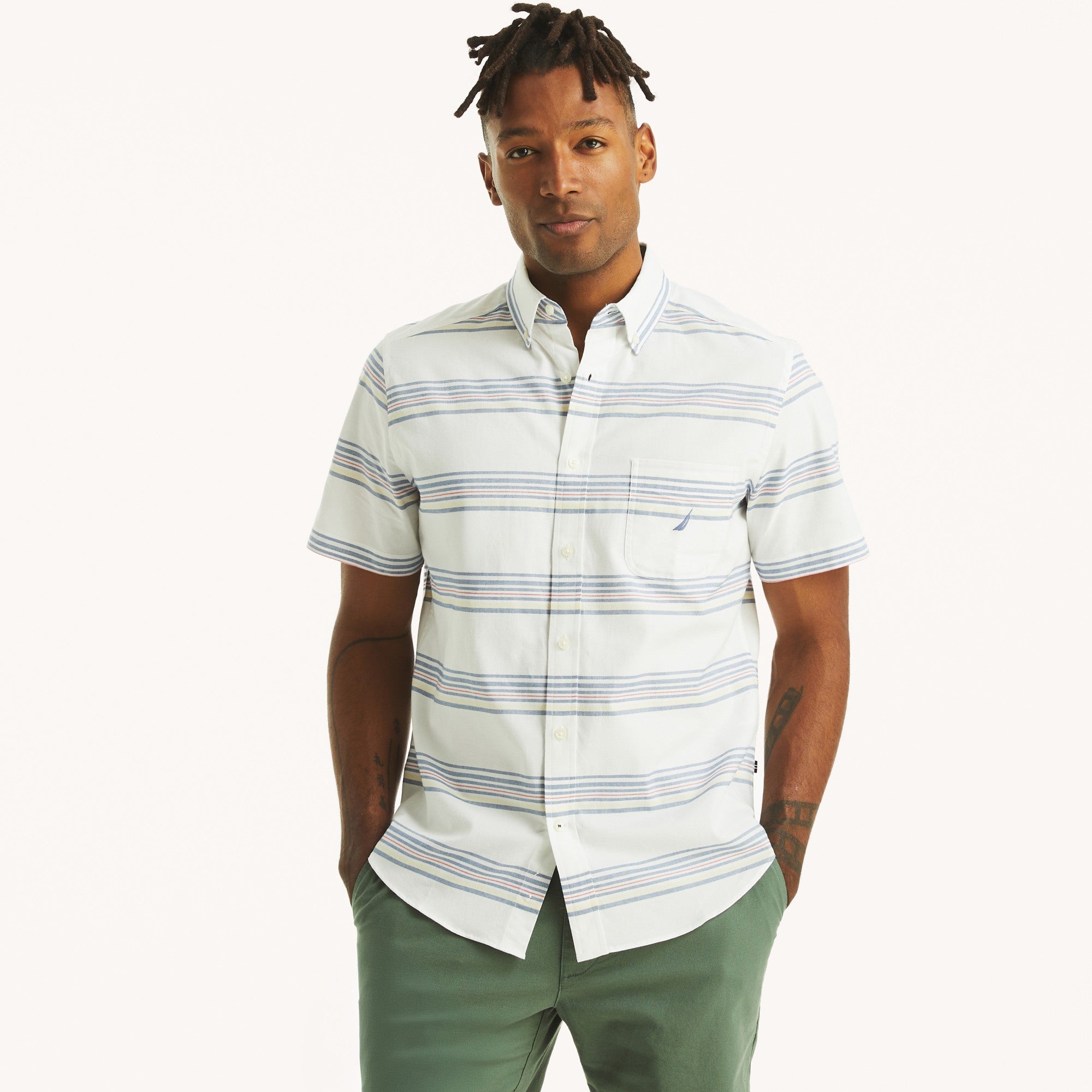 Camisa Nautica Mangas Cortas Rayas para Caballeros