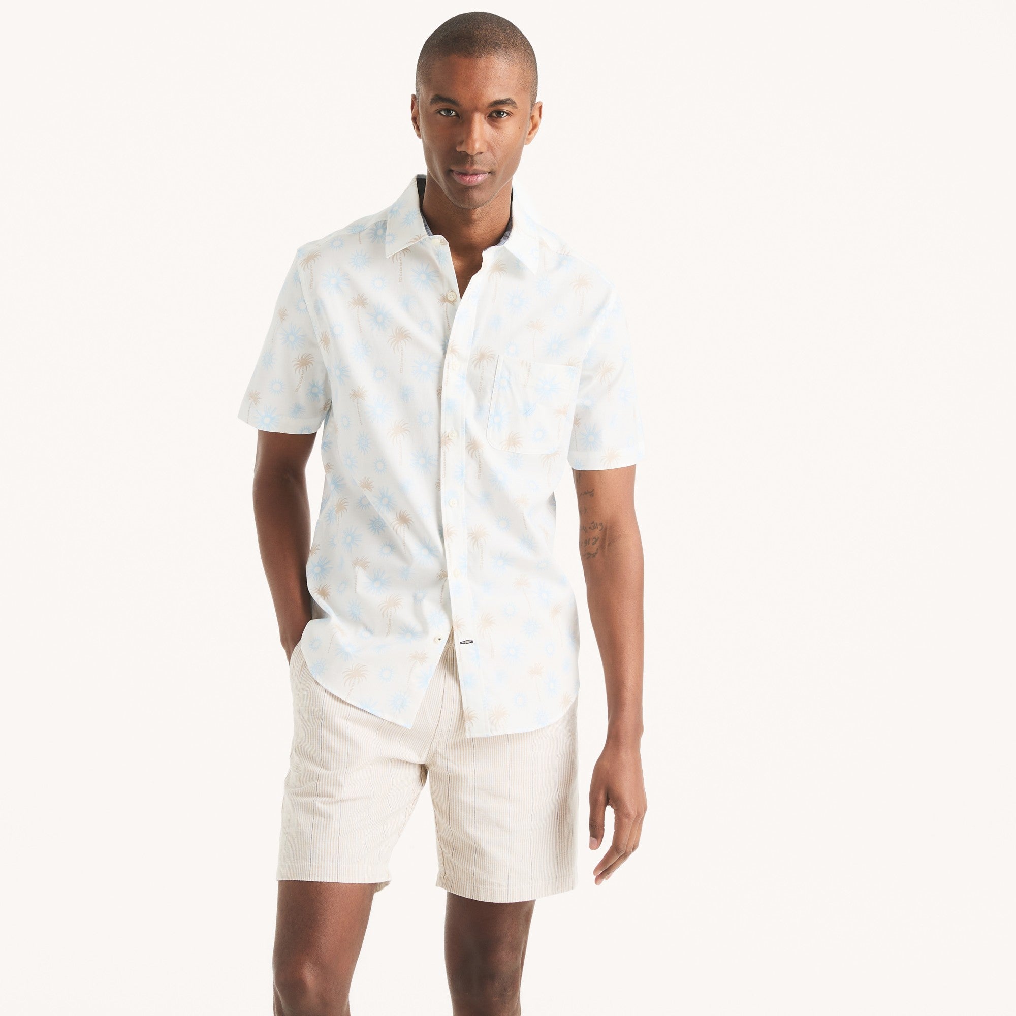 Camisa Nautica Mangas Cortas Estampado para Caballeros