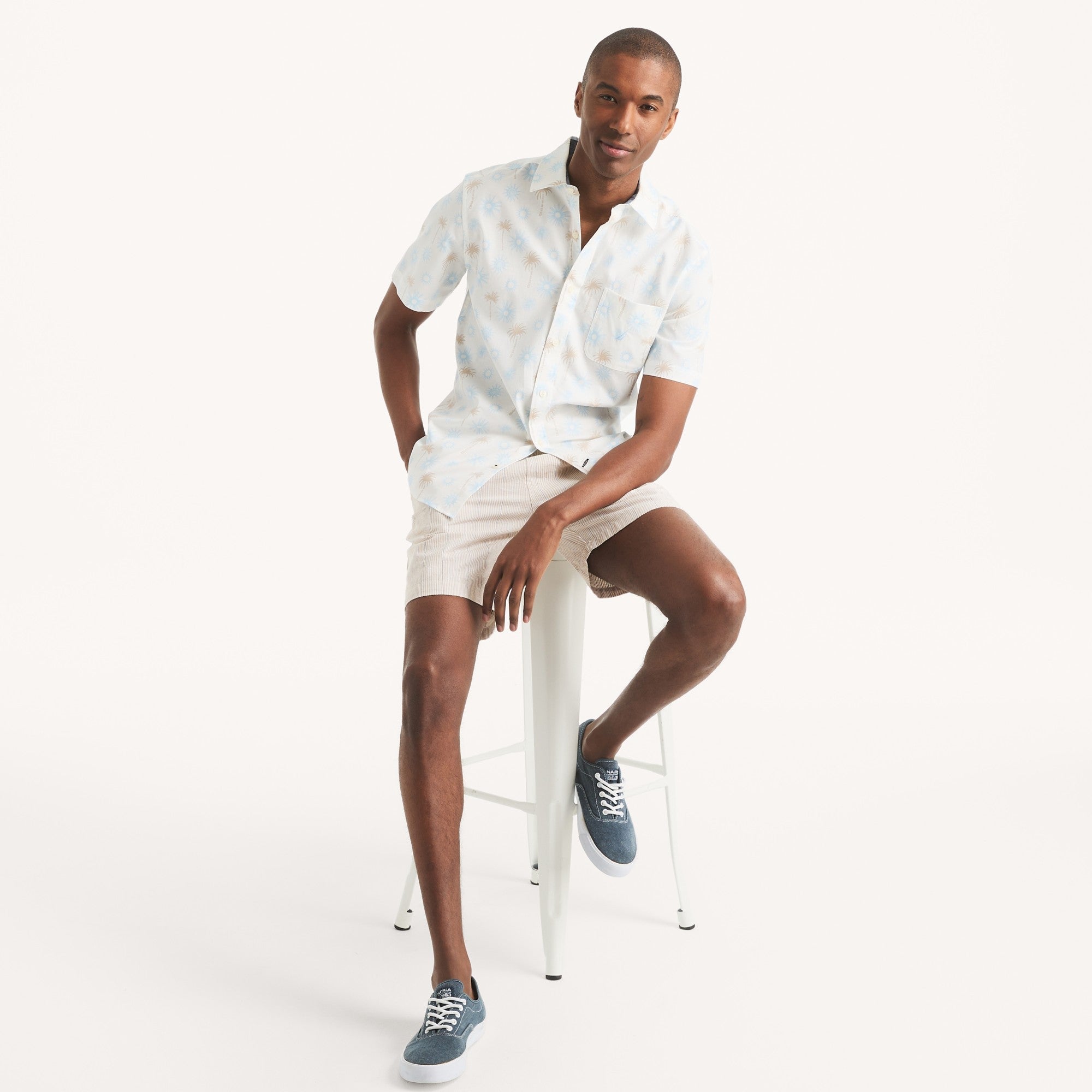 Camisa Nautica Mangas Cortas Estampado para Caballeros