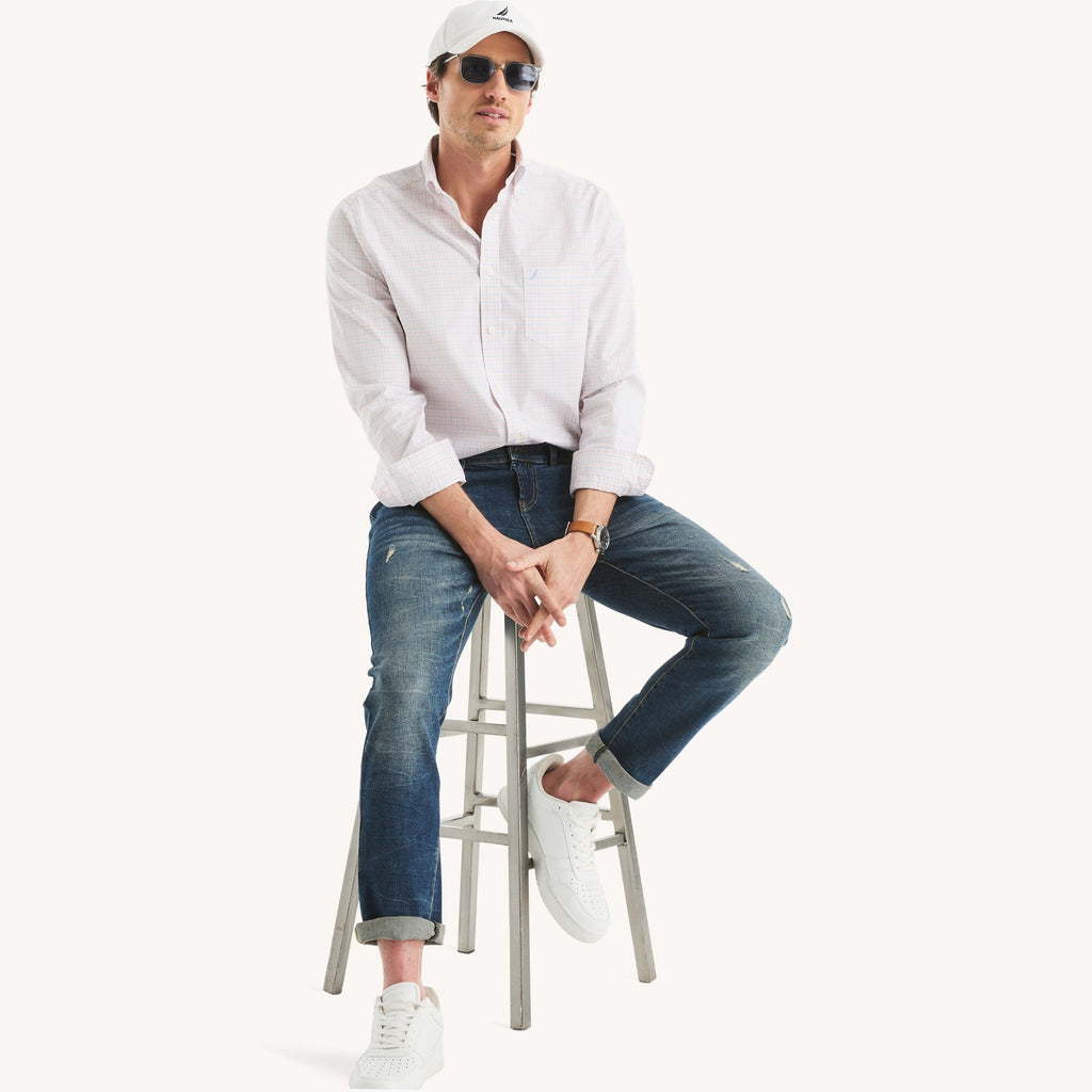 Camisa Nautica Mangas Largas Cuadros para Caballeros